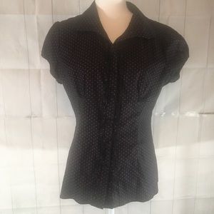 Rue 21 black w/polka dots XL button front tie back